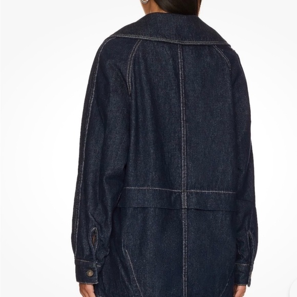 Free People - Denim Car Jacket NWOT L Double Breasted Pockets -Oversized Size M - Picture 8 of 11